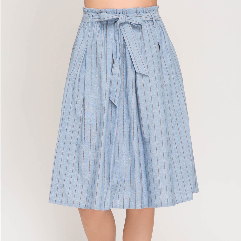 High waisted blue paper bag skirt - Picture 3 of 3